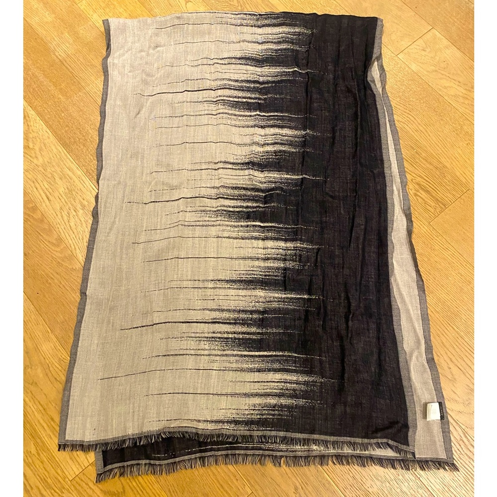 J Crew 100% wool oversize blanket scarf-EUC black and taupe - cozy!